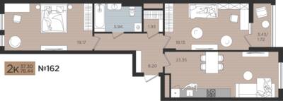 2-комнатная квартира 78,44 м² в ЖК Мой Город, Калининград — фото 1
