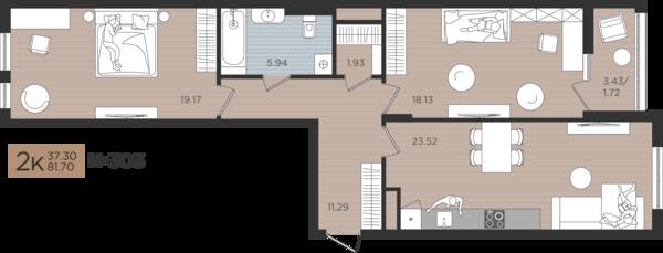 2-комнатная квартира 81,7 м² в ЖК Мой Город, Калининград — фото 1