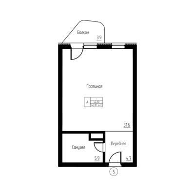 Студия квартира 46,1 м² в ЖК Гостиничный комплекс Русь, Светлогорск — фото 1