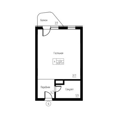 Студия квартира 46,2 м² в ЖК Гостиничный комплекс Русь, Светлогорск — фото 1