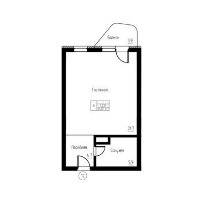 Студия квартира 46,2 м² в ЖК Гостиничный комплекс Русь, Светлогорск — фото 1