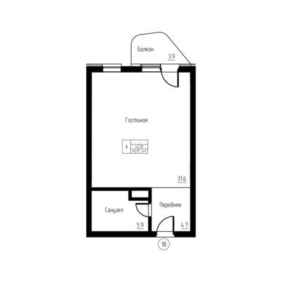 Студия квартира 46,1 м² в ЖК Гостиничный комплекс Русь, Светлогорск — фото 1