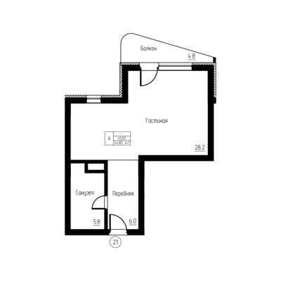 Студия квартира 44,8 м² в ЖК Гостиничный комплекс Русь, Светлогорск — фото 1