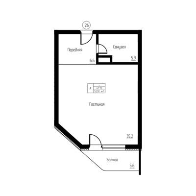 Студия квартира 53,3 м² в ЖК Гостиничный комплекс Русь, Светлогорск — фото 1
