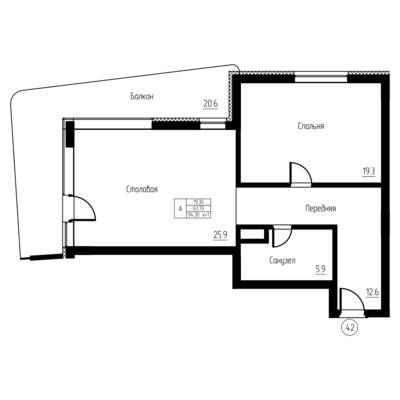 1-комнатная квартира 84,3 м² в ЖК Гостиничный комплекс Русь, Светлогорск — фото 1
