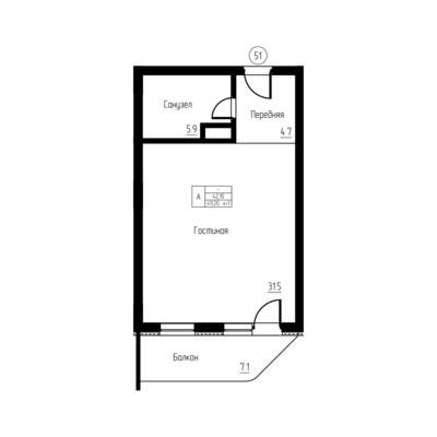 Студия квартира 49,2 м² в ЖК Гостиничный комплекс Русь, Светлогорск — фото 1