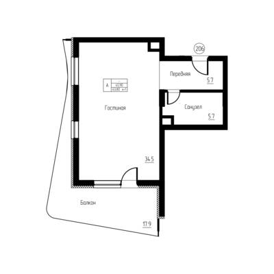 Студия квартира 63,8 м² в ЖК Гостиничный комплекс Русь, Светлогорск — фото 1