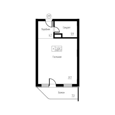 Студия квартира 49,6 м² в ЖК Гостиничный комплекс Русь, Светлогорск — фото 1