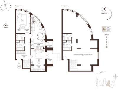 2-комнатная квартира 193,6 м² в ЖК Гостиничный комплекс Русь, Светлогорск — фото 1
