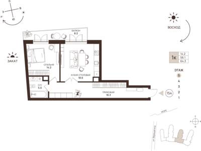 1-комнатная квартира 64,3 м² в ЖК Гостиничный комплекс Русь, Светлогорск — фото 1