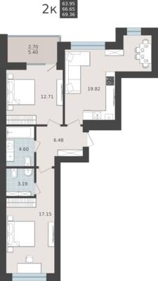 2-комнатная квартира 66,65 м² в ЖК Невский парк, Калининград — фото 1