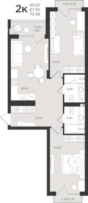 2-комнатная квартира 67,33 м² в ЖК Шелест, Светлогорск — фото 1