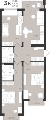 3-комнатная квартира 84,26 м² в ЖК Шелест, Светлогорск — фото 1