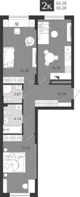 2-комнатная квартира 65,28 м² в ЖК Дом на Ломоносова, Калининград — фото 1