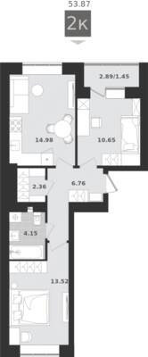 2-комнатная квартира 53,87 м² в ЖК Этюд, Калининград — фото 1