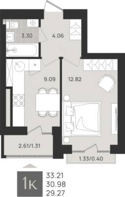 1-комнатная квартира 30,98 м² в ЖК Этюд, Калининград — фото 1