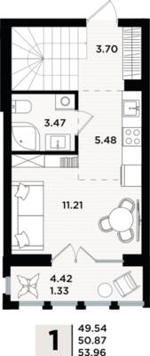 Студия квартира 50,94 м² в ЖК Парад, Пионерский — фото 1