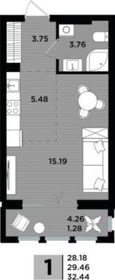 Студия квартира 29,55 м² в ЖК Парад, Пионерский — фото 1