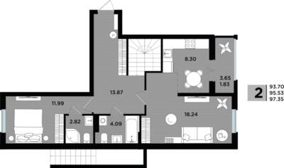 2-комнатная квартира 95,53 м² в ЖК Парад, Пионерский — фото 1