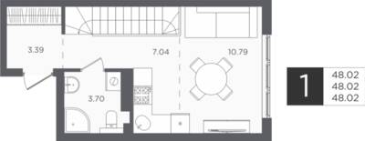 1-комнатная квартира 48,02 м² в ЖК Палатиум, Светлогорск — фото 1