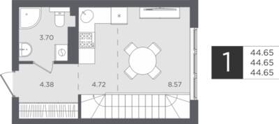1-комнатная квартира 44,65 м² в ЖК Палатиум, Светлогорск — фото 1