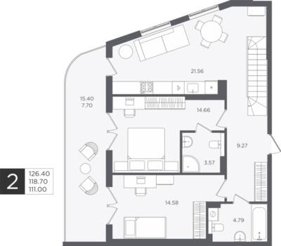 2-комнатная квартира 118,7 м² в ЖК Палатиум, Светлогорск — фото 1