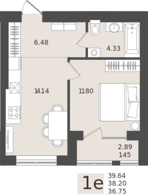 1-комнатная квартира 38,2 м² в ЖК Клевер, Пионерский — фото 1