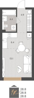 Студия квартира 28,8 м² в ЖК Берег. Морской, Светлогорск — фото 1