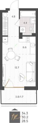 Студия квартира 30,2 м² в ЖК Берег. Морской, Светлогорск — фото 1