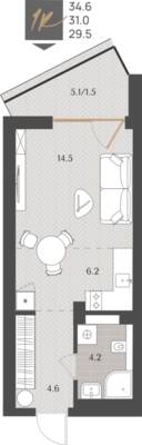 Студия квартира 31 м² в ЖК Берег. Морской, Светлогорск — фото 1