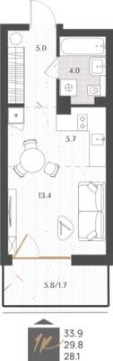 Студия квартира 29,8 м² в ЖК Берег. Морской, Светлогорск — фото 1