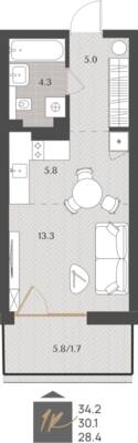 Студия квартира 30,1 м² в ЖК Берег. Морской, Светлогорск — фото 1