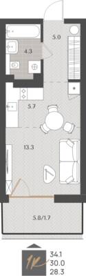 Студия квартира 30 м² в ЖК Берег. Морской, Светлогорск — фото 1