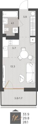 Студия квартира 29,8 м² в ЖК Берег. Морской, Светлогорск — фото 1