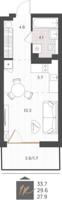 Студия квартира 29,6 м² в ЖК Берег. Морской, Светлогорск — фото 1