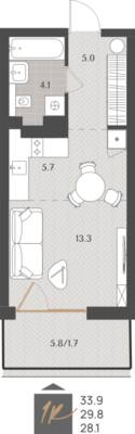 Студия квартира 29,8 м² в ЖК Берег. Морской, Светлогорск — фото 1