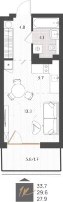 Студия квартира 29,6 м² в ЖК Берег. Морской, Светлогорск — фото 1