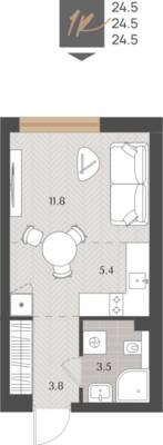 Студия квартира 24,5 м² в ЖК Берег. Морской, Светлогорск — фото 1