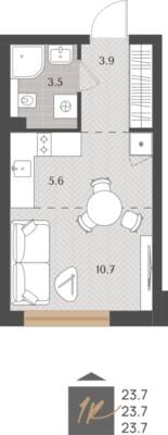 Студия квартира 23,7 м² в ЖК Берег. Морской, Светлогорск — фото 1
