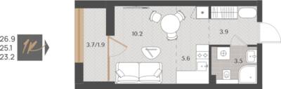 Студия квартира 25,1 м² в ЖК Берег. Морской, Светлогорск — фото 1