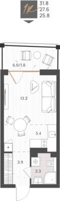 Студия квартира 27,6 м² в ЖК Берег. Морской, Светлогорск — фото 1