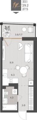 Студия квартира 29,2 м² в ЖК Берег. Морской, Светлогорск — фото 1