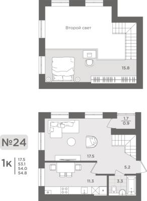 1-комнатная квартира 54 м² в ЖК Три Симфонии, Пионерский — фото 1