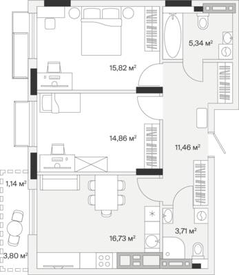 2-комнатная квартира 70,2 м² в ЖК АЭРО, Малое Исаково — фото 1