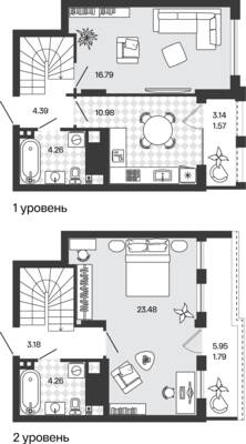 Планировка: 2-комн. 70,7 м² · этаж 5 из 5