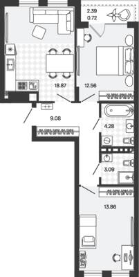 Планировка: 2-комн. 62,46 м² · этаж 5 из 5