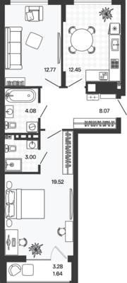 Планировка: 2-комн. 61,68 м² · этаж 4 из 5