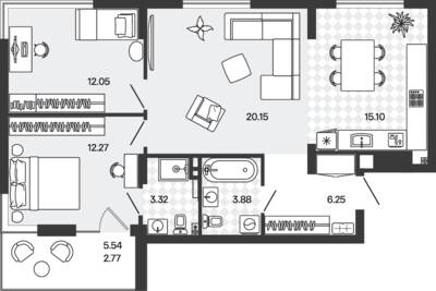 Планировка: 3-комн. 75,79 м² · этаж 1 из 5