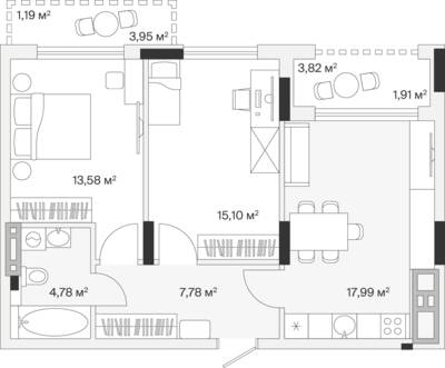 2-комнатная квартира 62,6 м² в ЖК АЭРО, Малое Исаково — фото 1