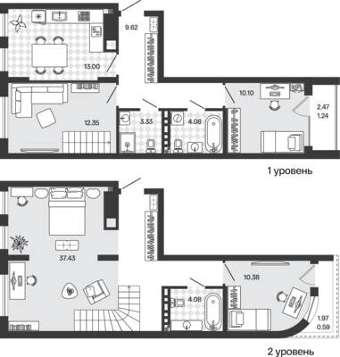 Планировка: 3-комн. 106,19 м² · этаж 5 из 5